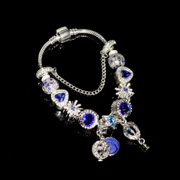 New Fine Crystal Silver Plated Tassel, Charms, Beads Bracelet - Picture 6 of 7
